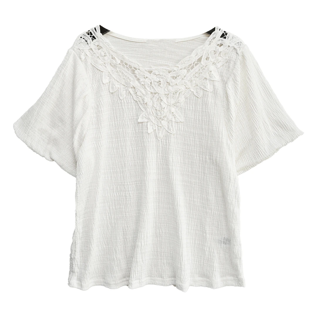 5979#白色短袖上衣气质舒适时尚休闲夏季百搭T恤