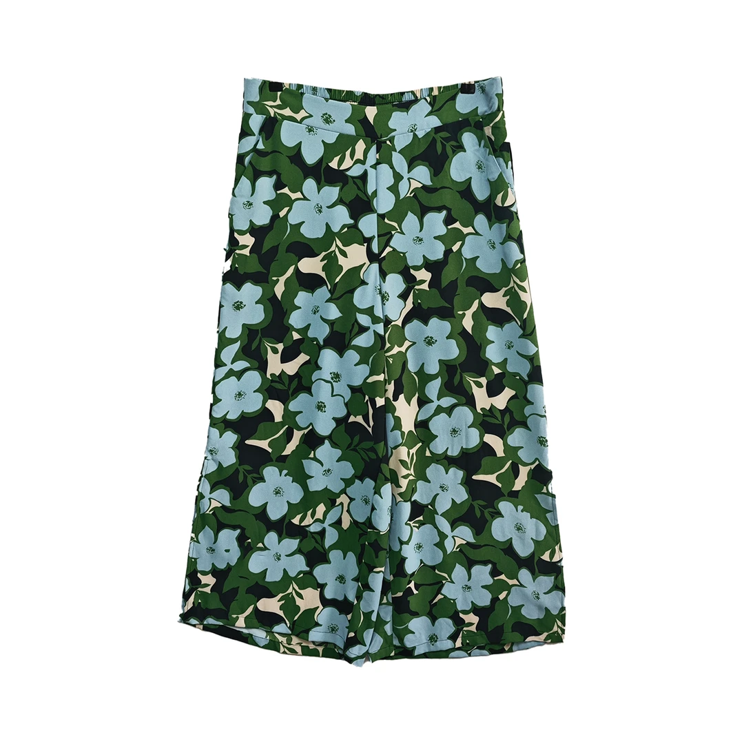 绿花休闲裤#9545