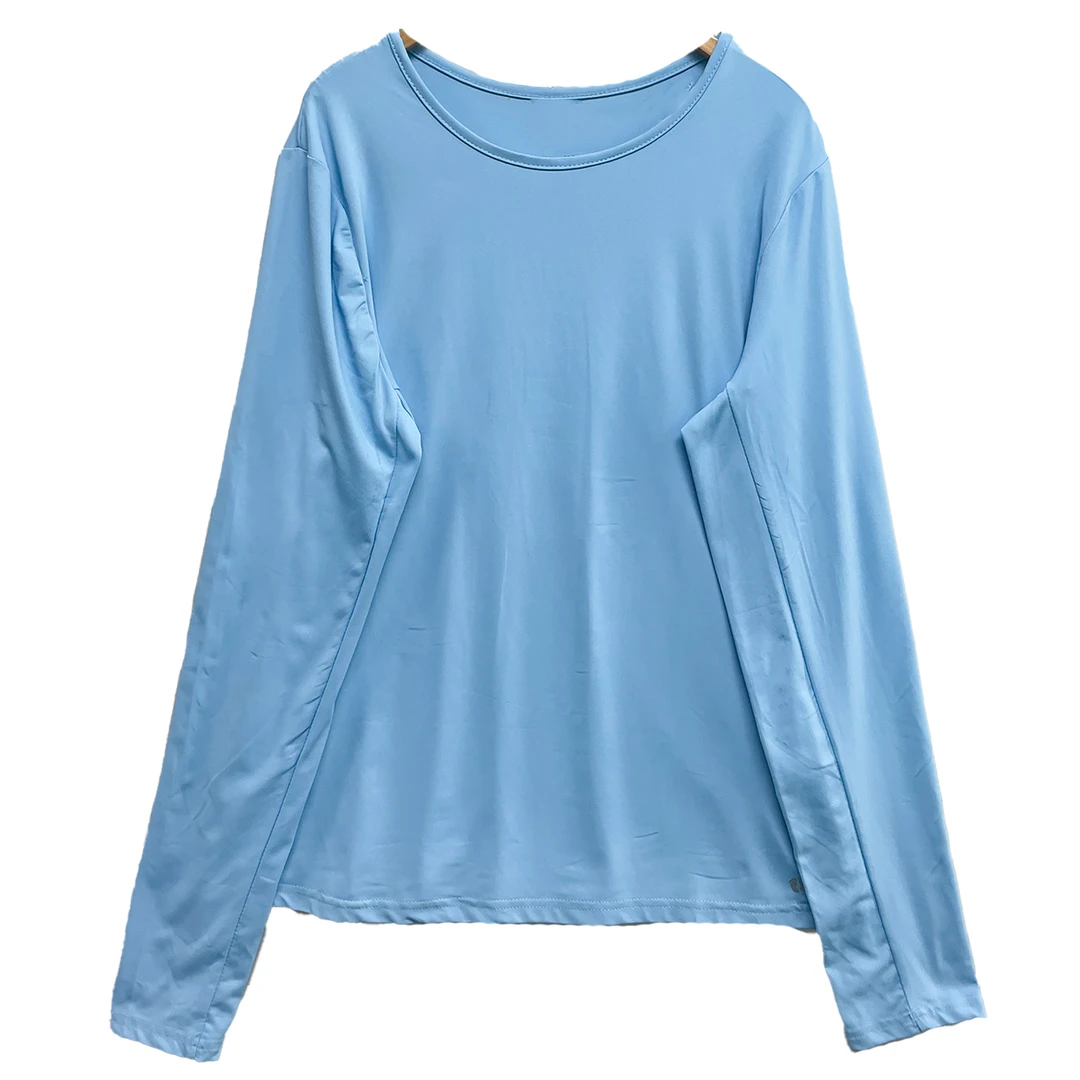 7483#长袖上衣时尚百搭休闲舒适夏季潮流修身纯色套头秋季