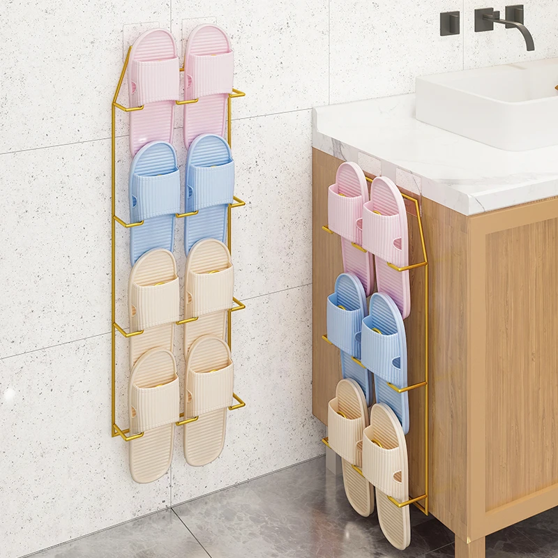 家用简易客厅浴室拖鞋架墙壁免打孔室内收纳晾鞋沥水壁挂式挂鞋