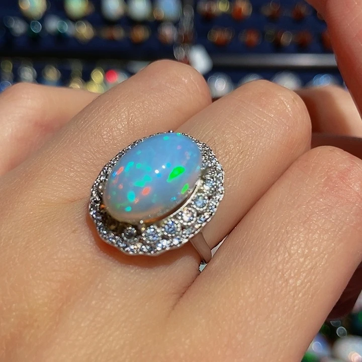 欧泊戒指款式银S925镶嵌