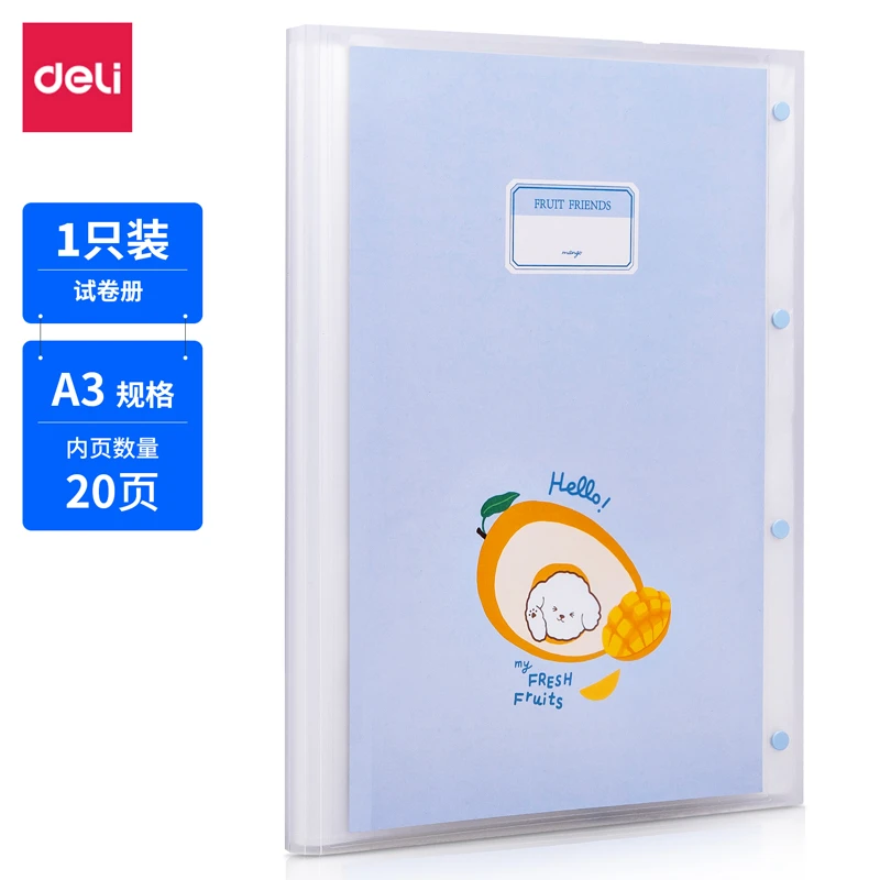 【颜色混发】得力A3试卷收纳册20页试卷册资料册文件袋 72481