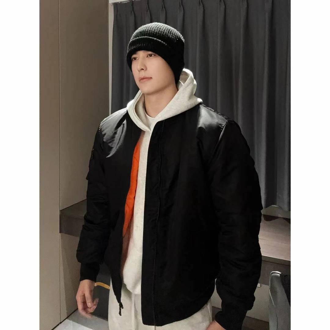 【西博】显肩宽空军MA1飞行员夹克棉服 三防经典立领纯色棒球服外套