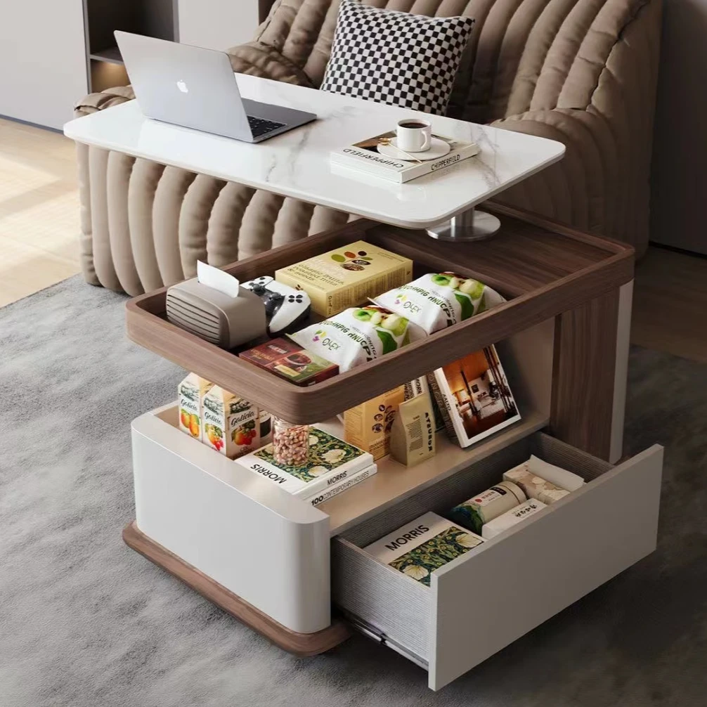 【带抽屉款】客厅家用升降折叠可移动储物新款现代简约沙发边柜边