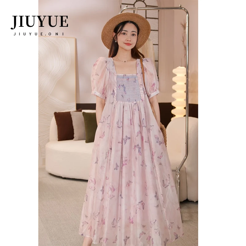 九月Oni【蝶舞】蝴蝶印花连衣裙夏季A177A24