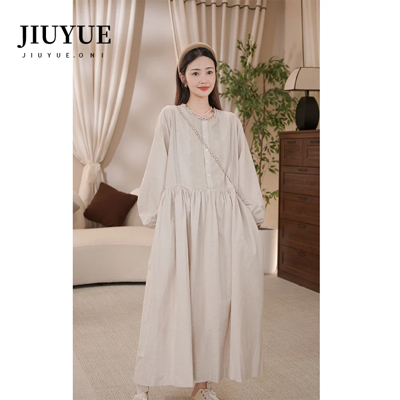 九月Oni【云卷】连衣裙秋季显瘦宽松气质时尚棉麻裙子D001