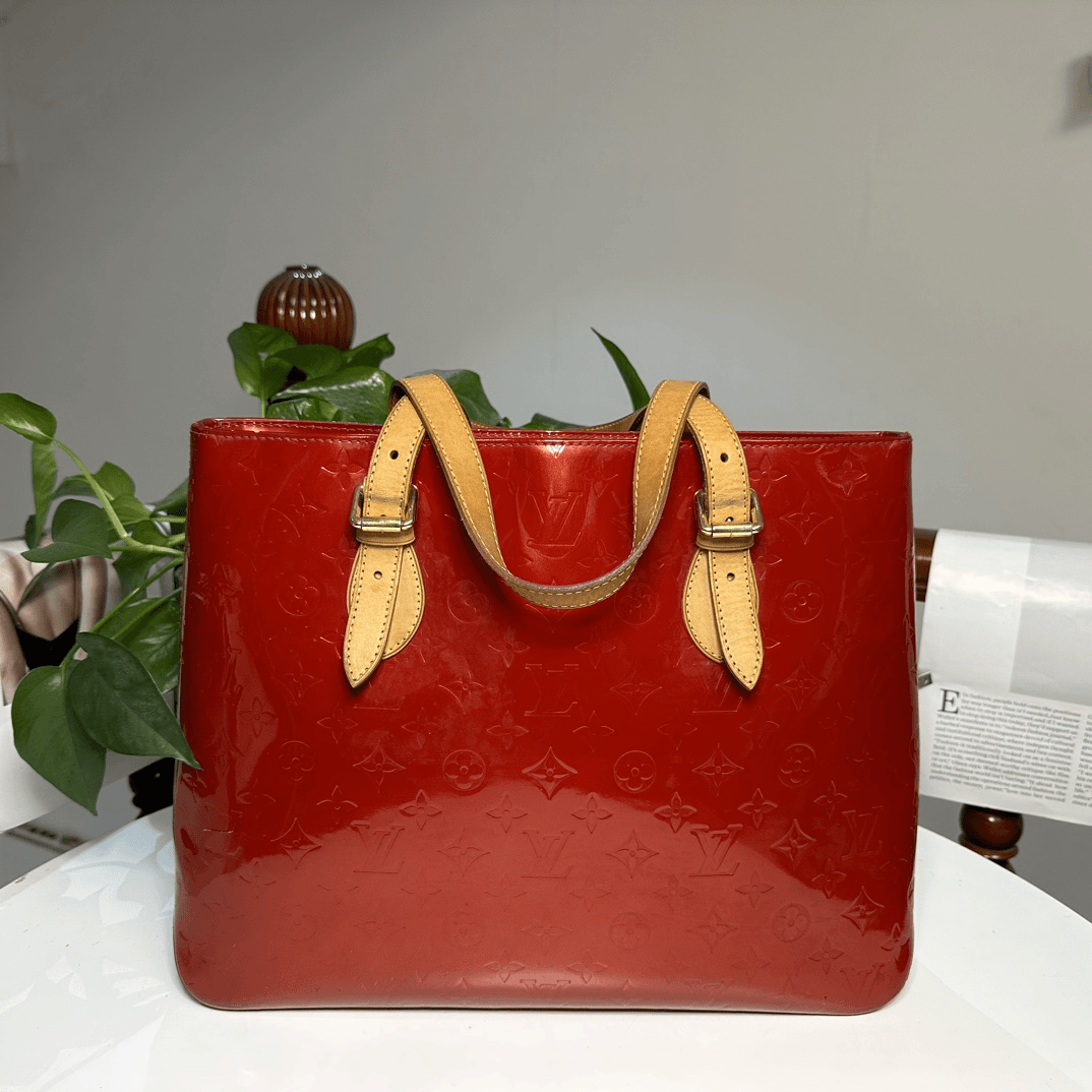 90新 LouisVuitton/路易威登 9515 lv红色漆皮手提单肩包