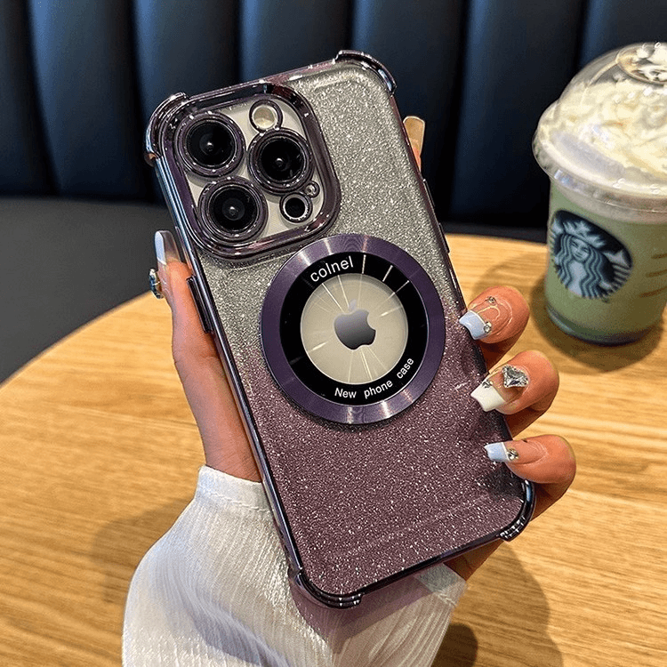适用苹果14promax四角气囊防摔iPhone13手机壳闪粉磁吸12电镀硬壳