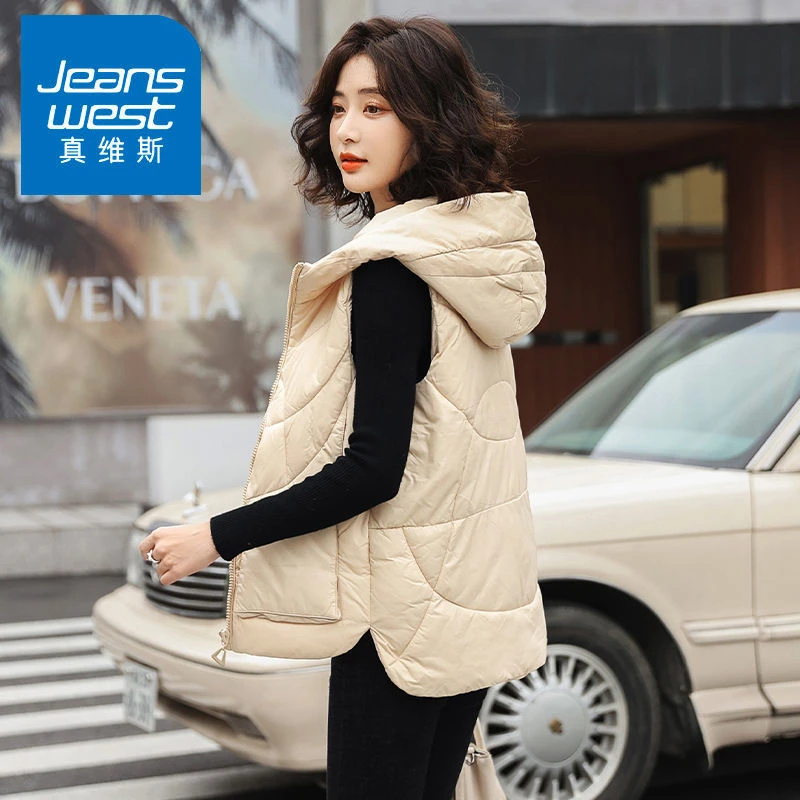 真维斯秋冬款女士外穿坎肩潮流时尚棉背心棉马甲冬季马夹外套