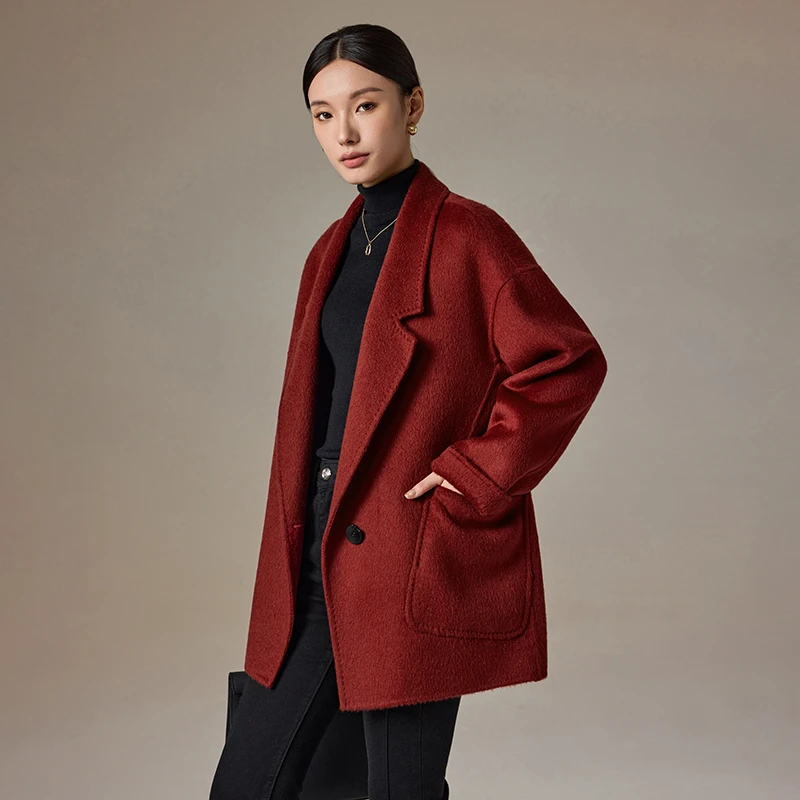 双面呢大衣100%绵羊毛高端大衣A24003