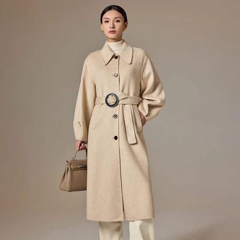 双面呢大衣100%绵羊毛高端大衣A24005