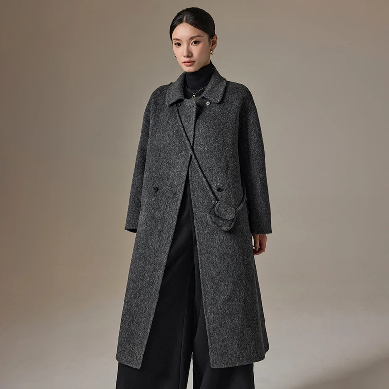 双面呢大衣100%绵羊毛高端大衣E8869