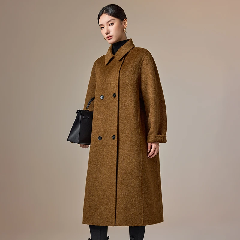 手工缝制高定双面呢绵羊毛大衣2024秋冬新款581155