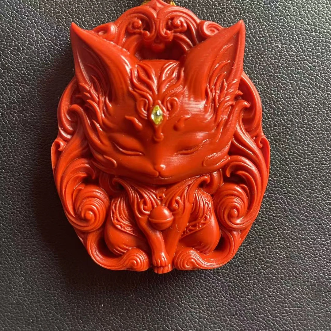 含辰砂工艺品高含量朱砂水飞帝王砂九尾狐吊坠佛牌车挂男女