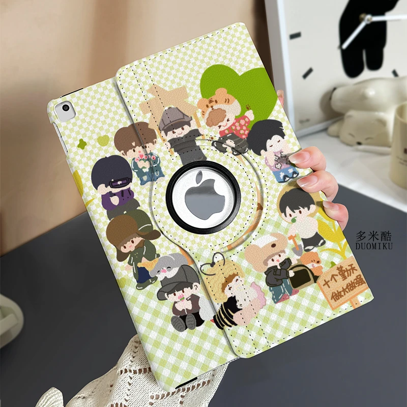【360旋转皮套】十个勤天适用苹果ipad9平板Air6保护套华为mate小米