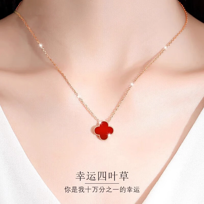 正品四叶草项链女小众气质轻奢吊坠生日礼物送女友高档