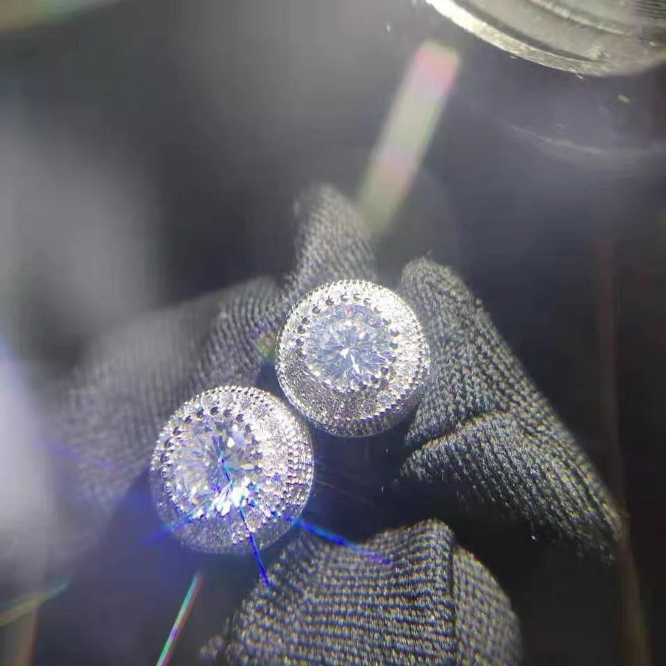 欧美潮牌925银带镶满锆石超闪hiphop男女嘻哈耳钉环坠饰