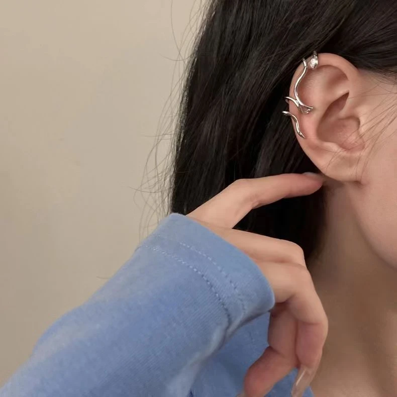 艺术感缠绕 独特设计耳环女 欧美无洞个性小众耳骨夹蛇形耳夹耳饰