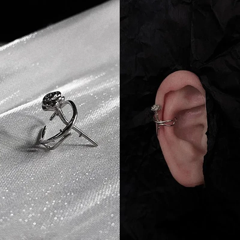 失眠艺术家 荆棘玫瑰ins小众设计简约高级感耳骨夹冷淡风潮无耳洞