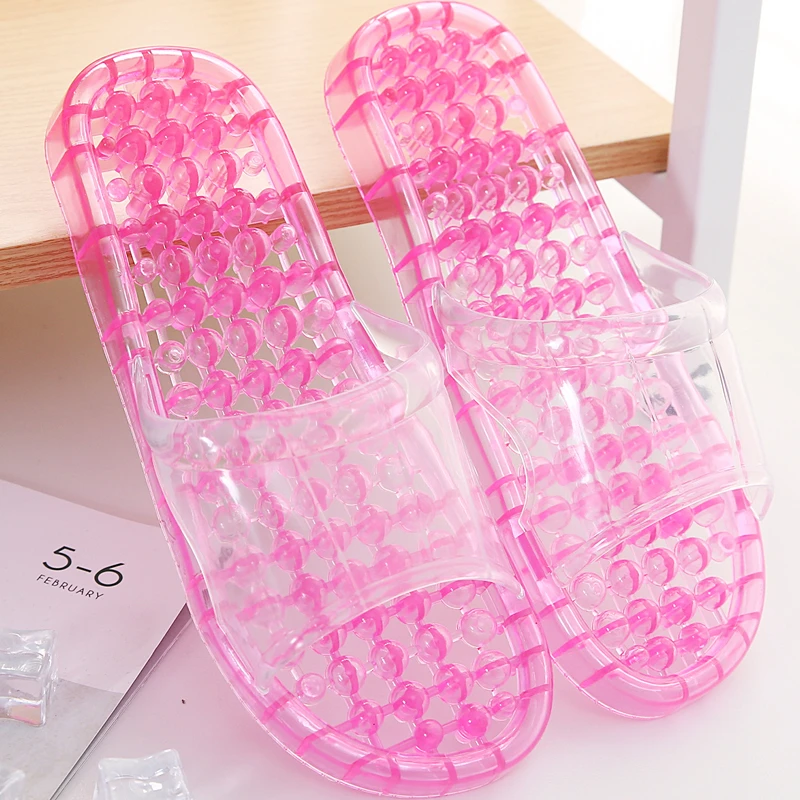 .2023新款浴室拖鞋透明水晶防滑洗澡塑料按摩家用居家凉拖女夏室