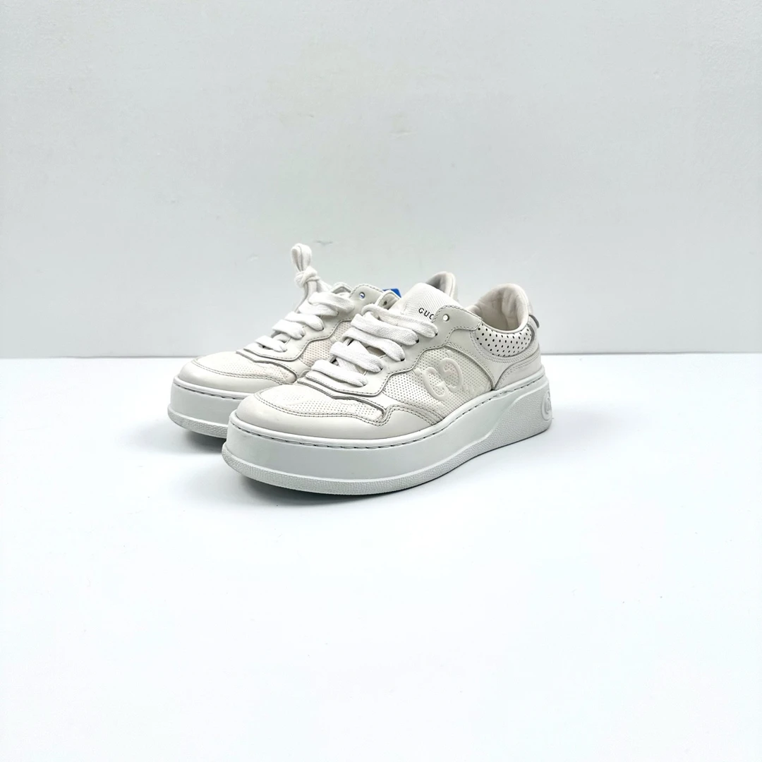 95新 GUCCI/古驰 35.5码 白色饼干鞋 97新SY