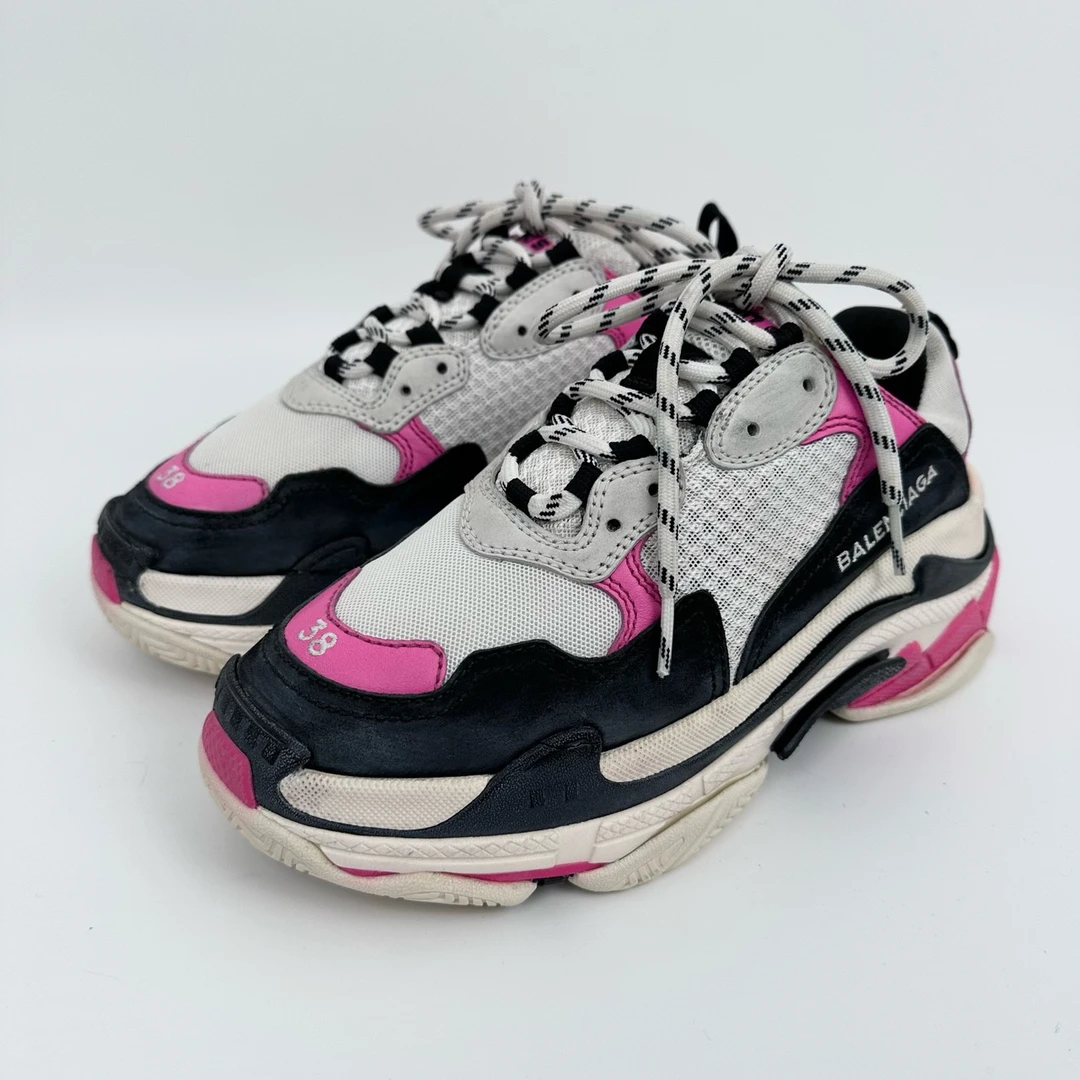 95新 Balenciaga/巴黎世家 38码 黑粉色Triples老爹鞋 SY