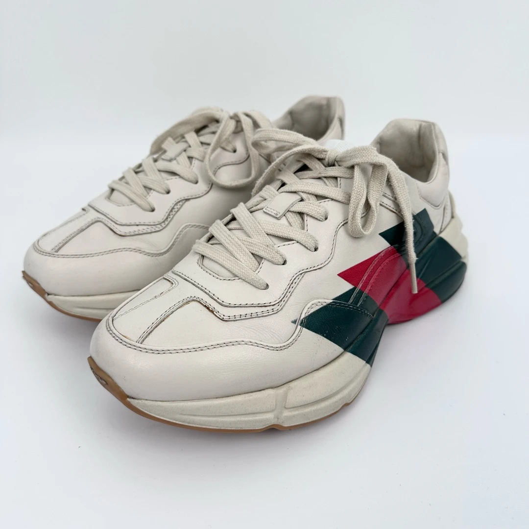 95新 GUCCI/古驰 特价 41.5码 Gucci古驰 织带印花老爹鞋 97新SY