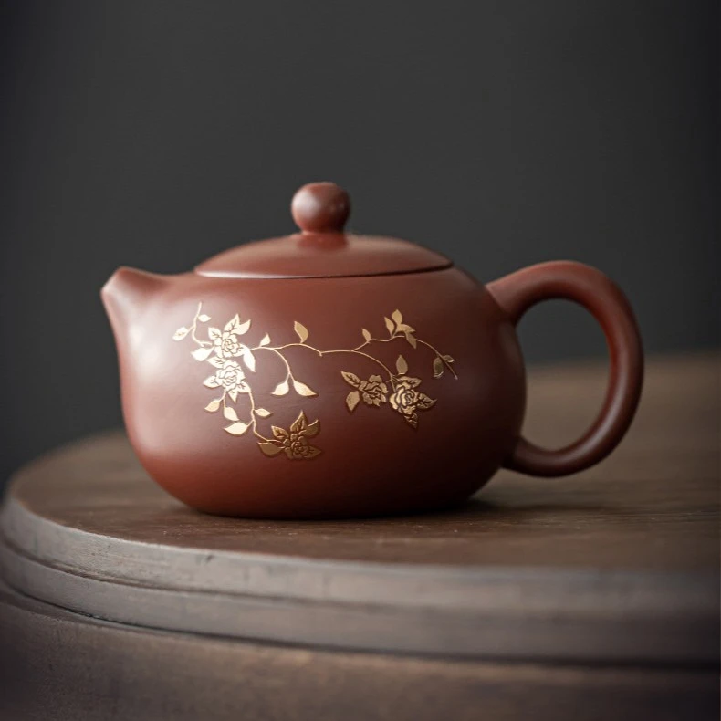 润茗茶具/牡丹凤鸣西施描金紫砂茶壶功夫茶具家用手工泡茶礼盒装