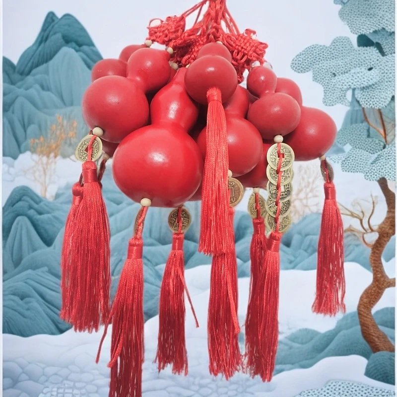 红葫芦客厅天然招财家居公司迷你门冲装饰横梁真小葫芦挂件