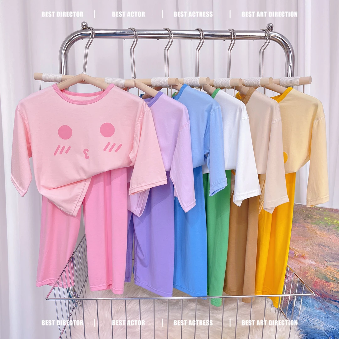 儿童空调服薄款七分袖九分裤睡衣夏季家居服七分袖半棉感睡衣男童