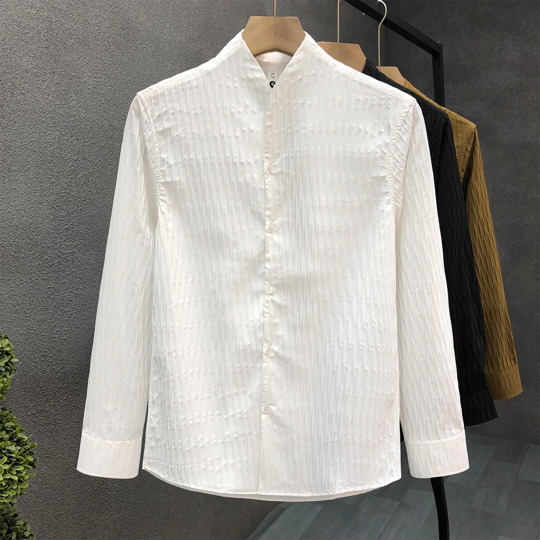 郎的设计感小众长袖衬衫男痞帅修身上衣2024秋季新款男士青年衬衣