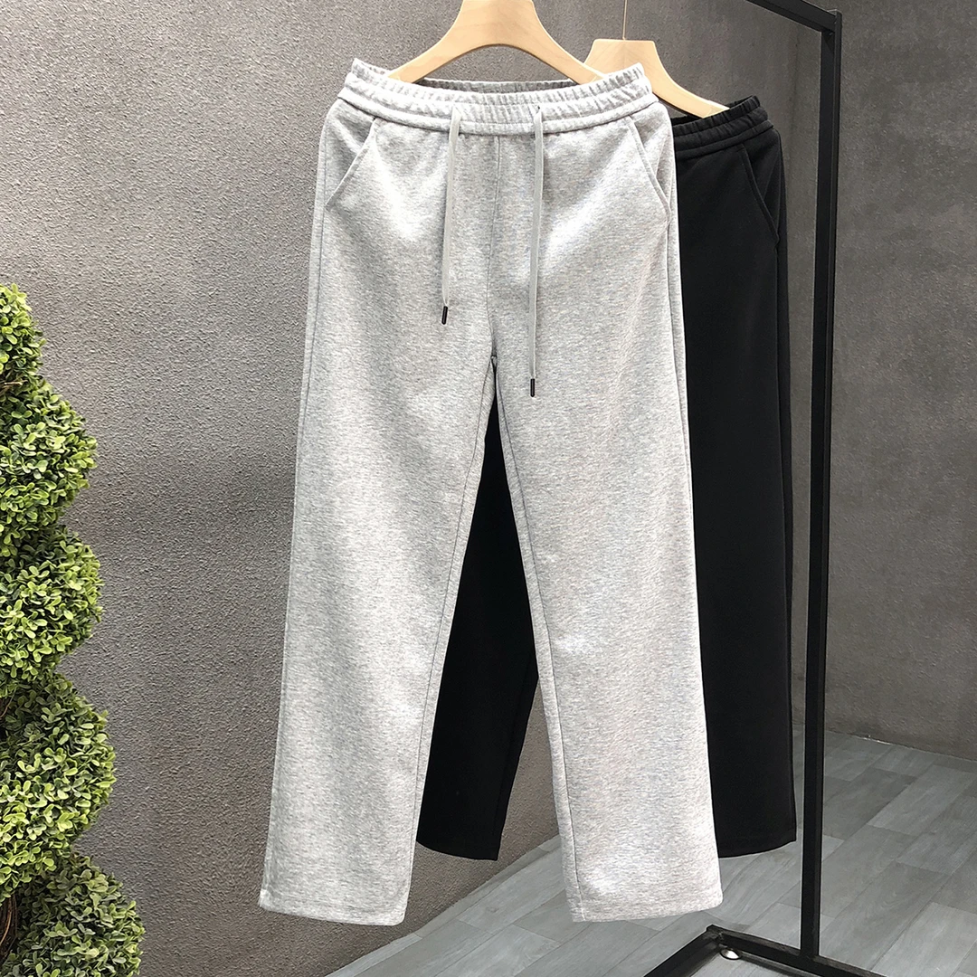 郎的早秋灰色直筒裤男潮牌运动休闲裤2024春秋季新款男士青年长裤