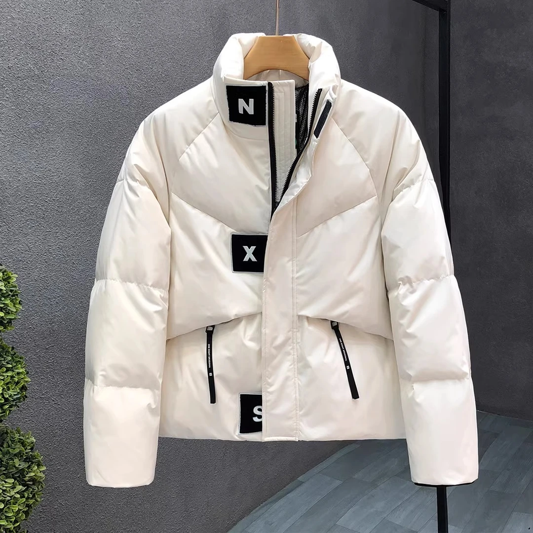 2024冬季加厚保暖羽绒服男设计感潮牌痞帅立领短款面包服男士外套