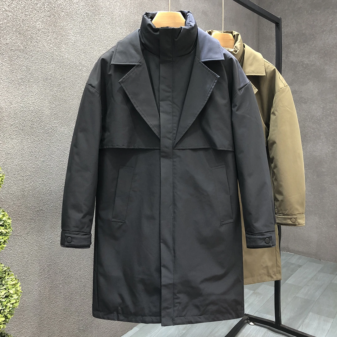 郎的轻商务高端羽绒服男潮牌中长款保暖外套2024冬季新款休闲上衣