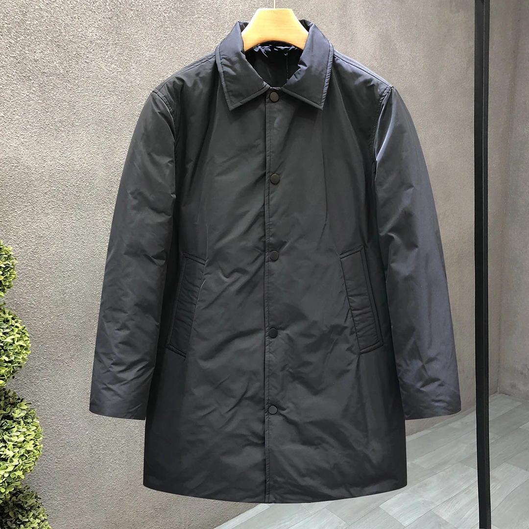 郎的商务休闲长款羽绒服男中长款保暖外套2024冬季新款爸爸款上衣