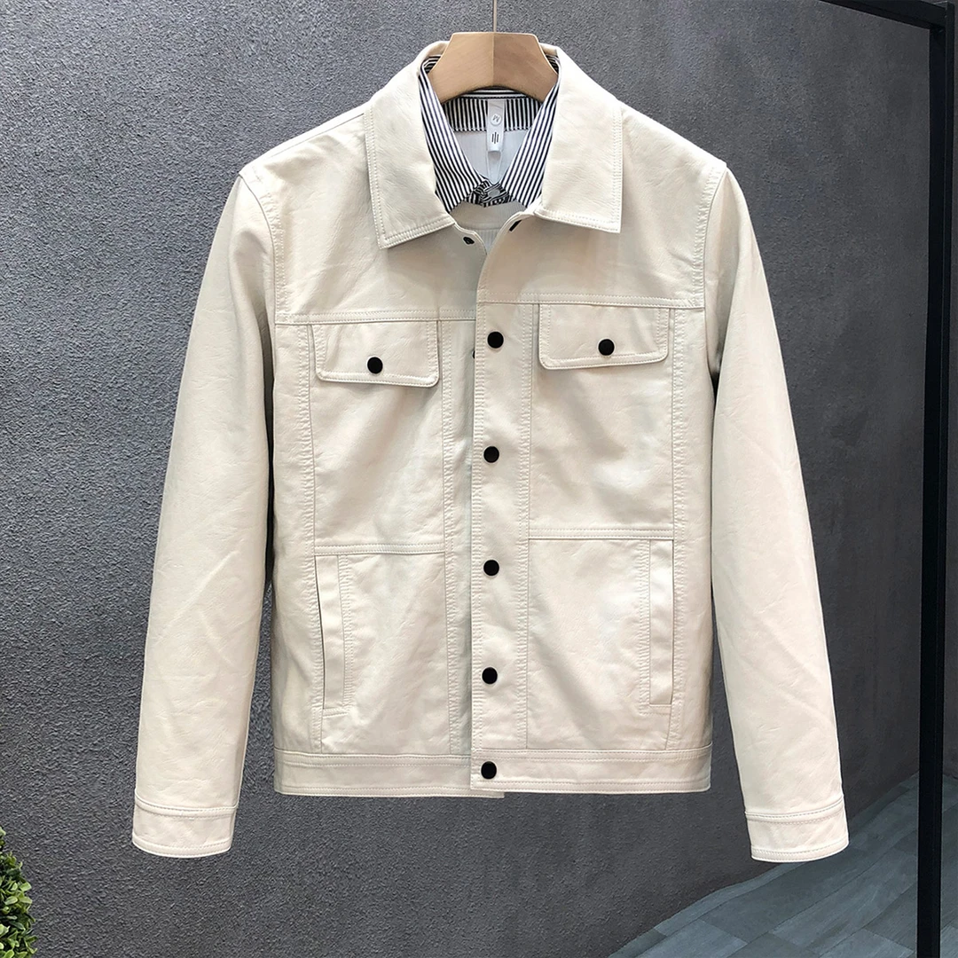 2024新款爆款男士夹克高品质机车皮衣外套男潮牌短款加绒PU皮上衣