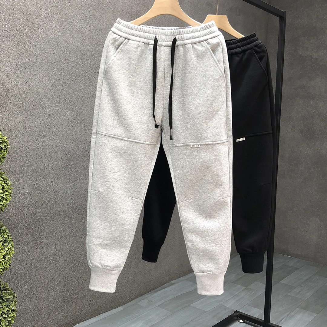 郎的简约高端刺绣裤子男潮牌痞帅束脚裤2024秋冬季新款运动休闲裤