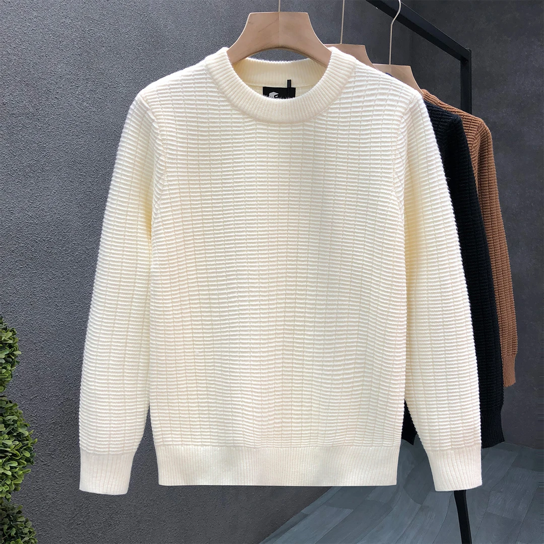 郎的设计感时尚圆领毛衣男款潮牌高端针织衫2024秋冬季新款打底衫