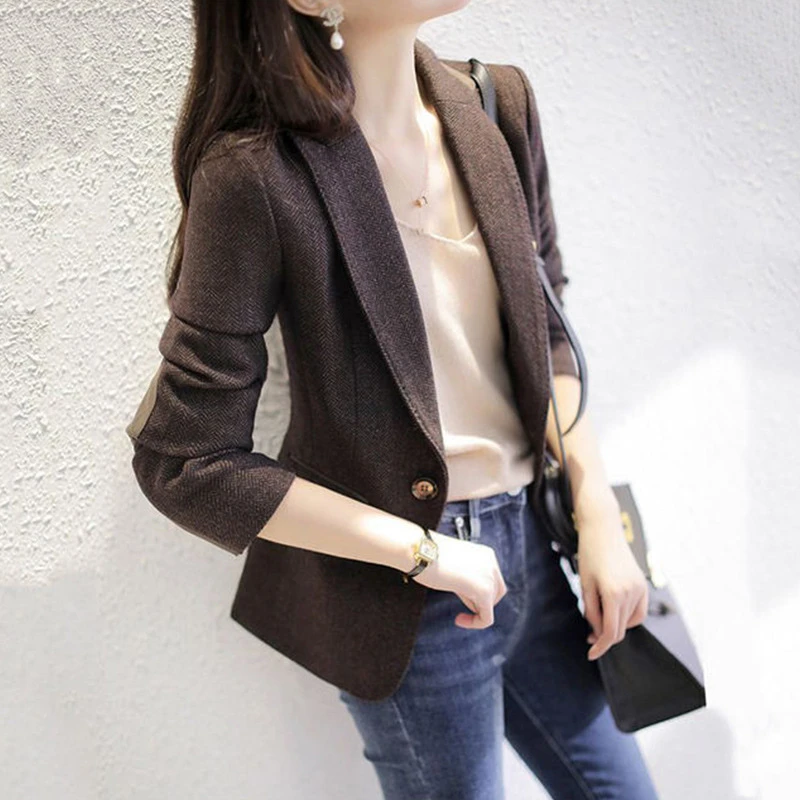 2025秋冬新款小西装气质洋气休闲绿色西装外套小个子哈迪西服爆款