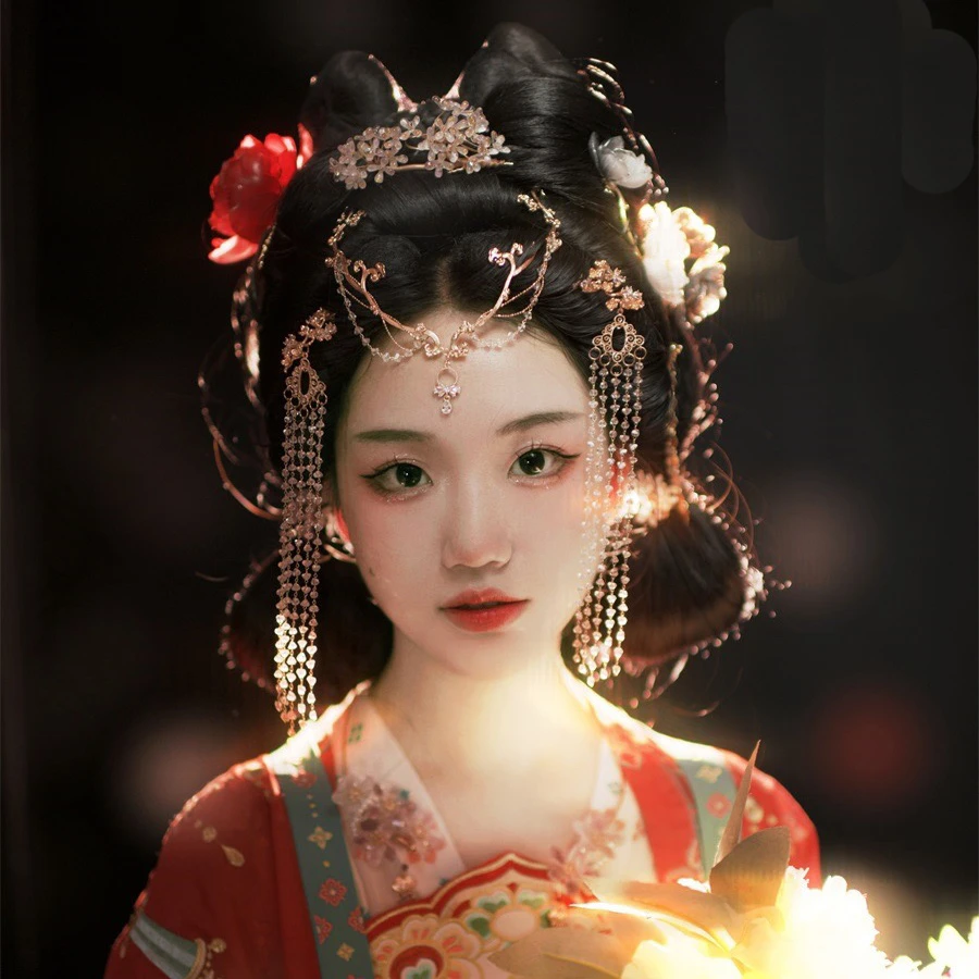 汉服掩鬓流苏唐风头饰古风步摇发钗u型全套女仙