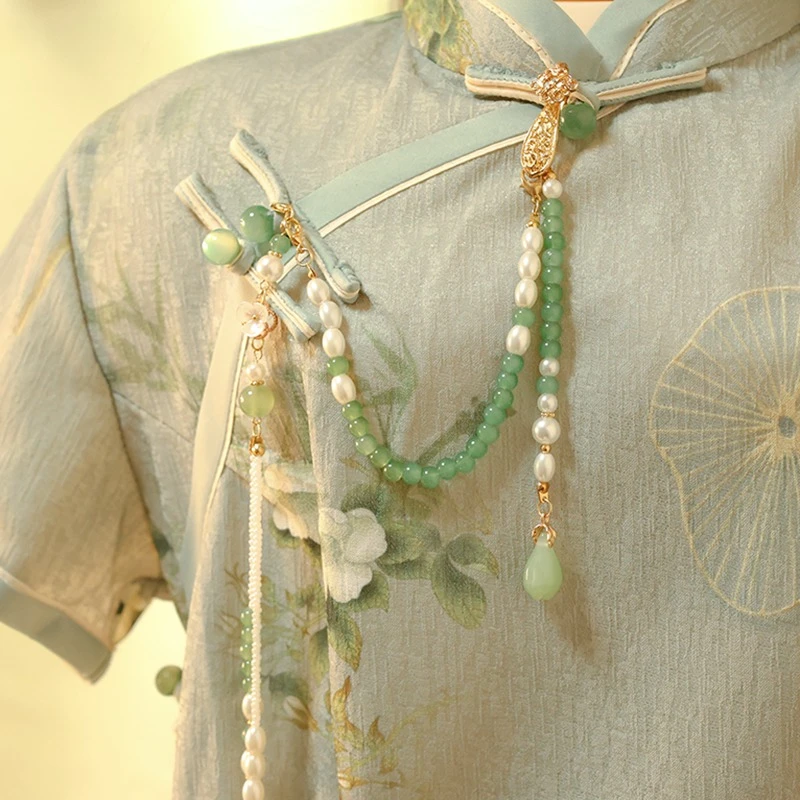 铁合金亚克力胸针 国潮风旗袍压襟吊坠胸前流苏挂件女仙中式配饰