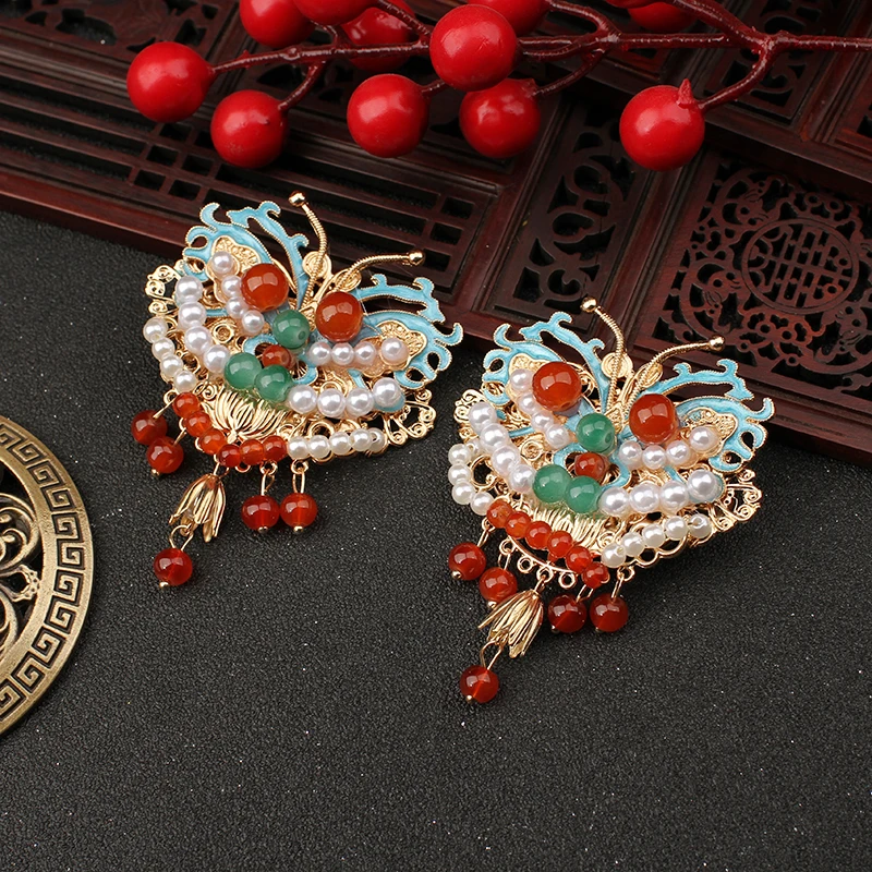 汉服发夹头饰醒狮精致边夹侧边精致中国吉祥物女古风头饰新年仙气