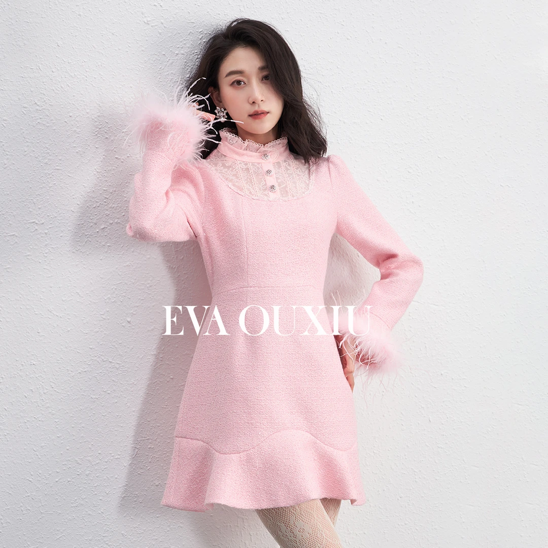 EVA OUXIU/伊华欧秀秋冬长袖时尚甜美公主女装连衣裙45WAQ5576