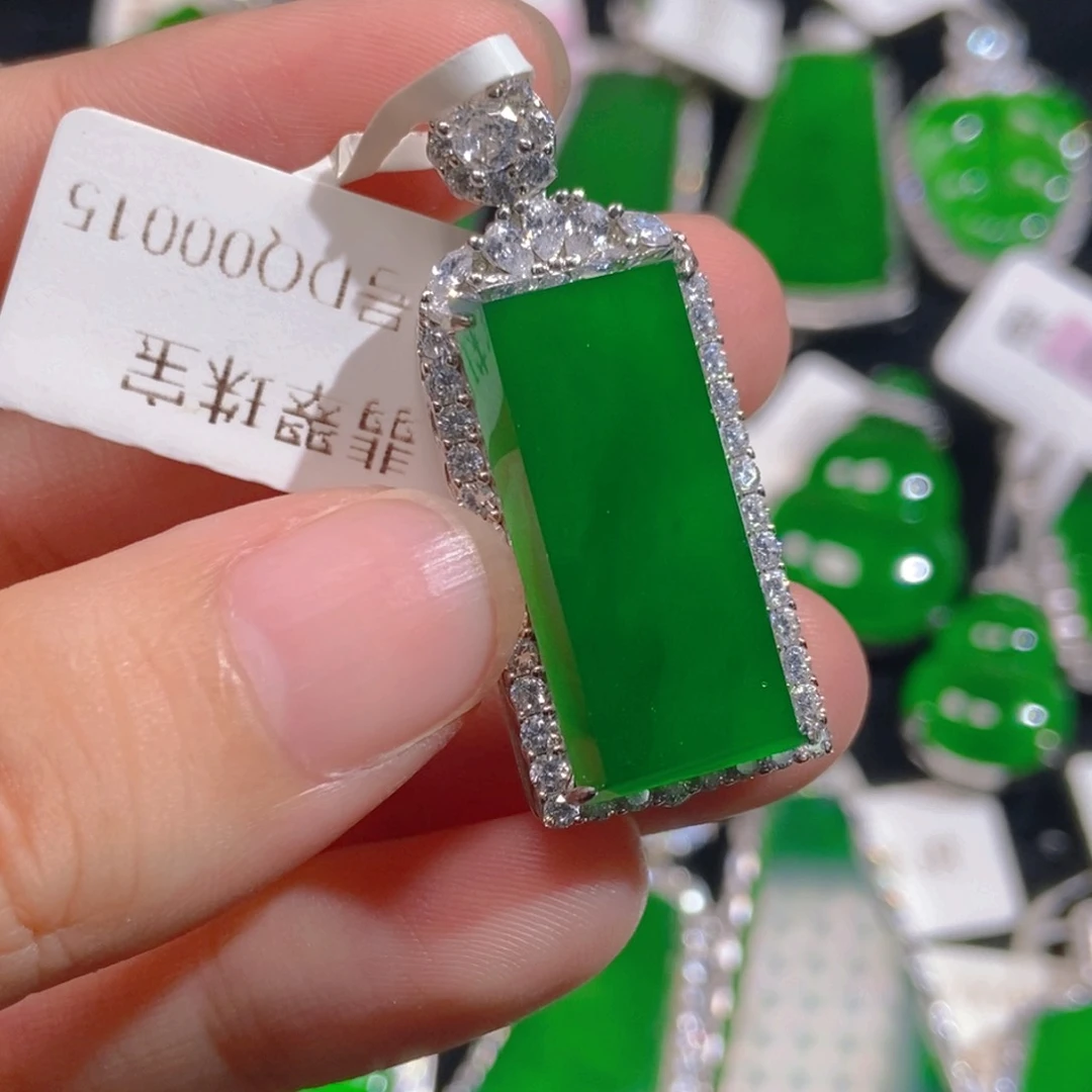 翡翠吊坠(不含链)银S925镶嵌