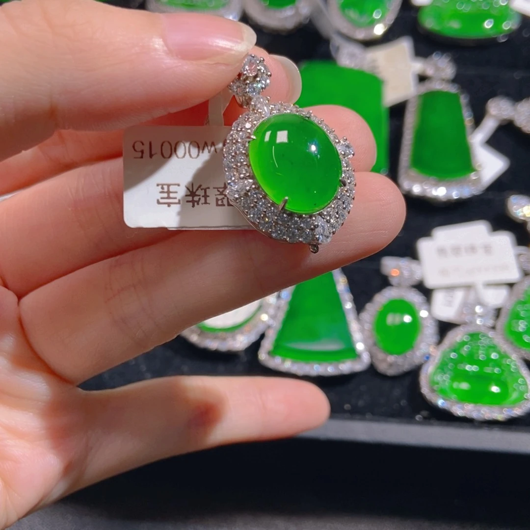 翡翠吊坠(不含链)银S925镶嵌