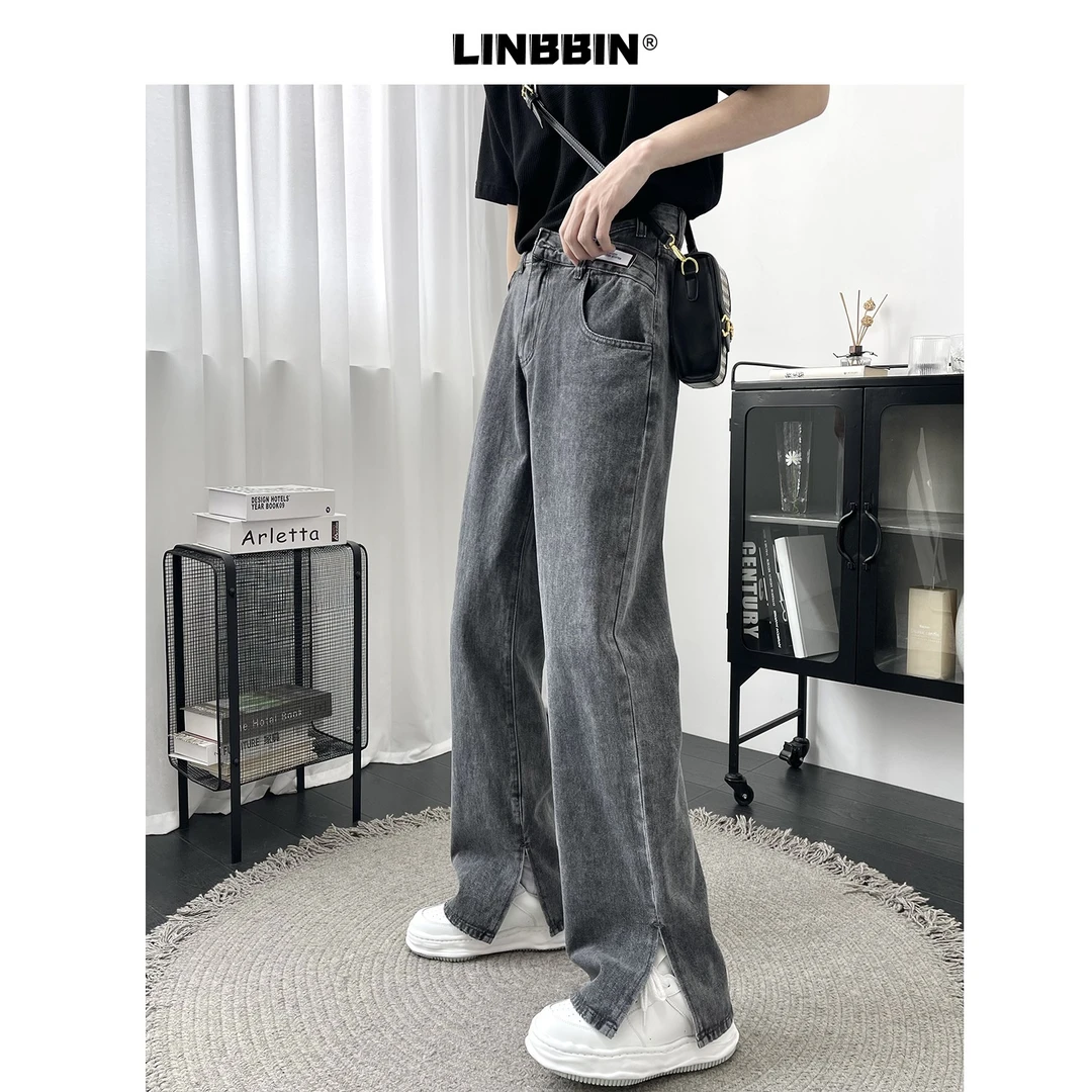 美式高街复古个性潮流男士牛仔裤男款夏季薄款直筒宽松阔腿裤子