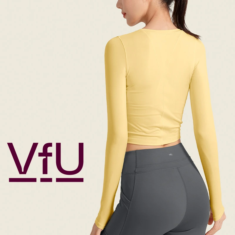VFU紧身瑜伽服女短款健身上衣透气训练跑步运动罩衫长袖秋冬6581
