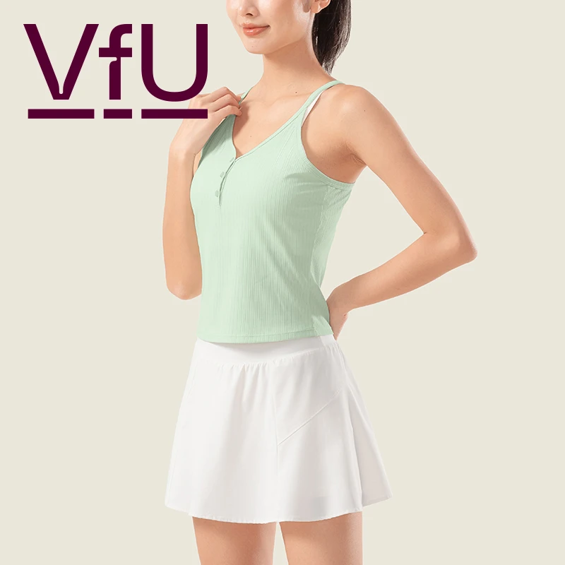 VFU【主播爆款】瑜伽服女短款无袖背心上衣凉感透气紧身健身服35013
