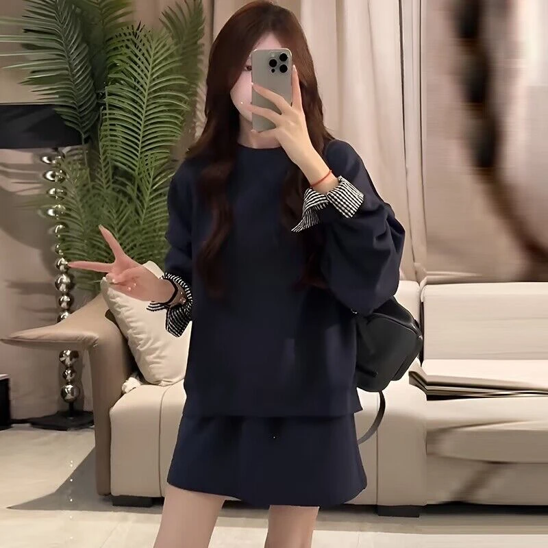 韩版时尚卫衣裙套装女2024春秋洋气长袖上衣+半身短裙两件套