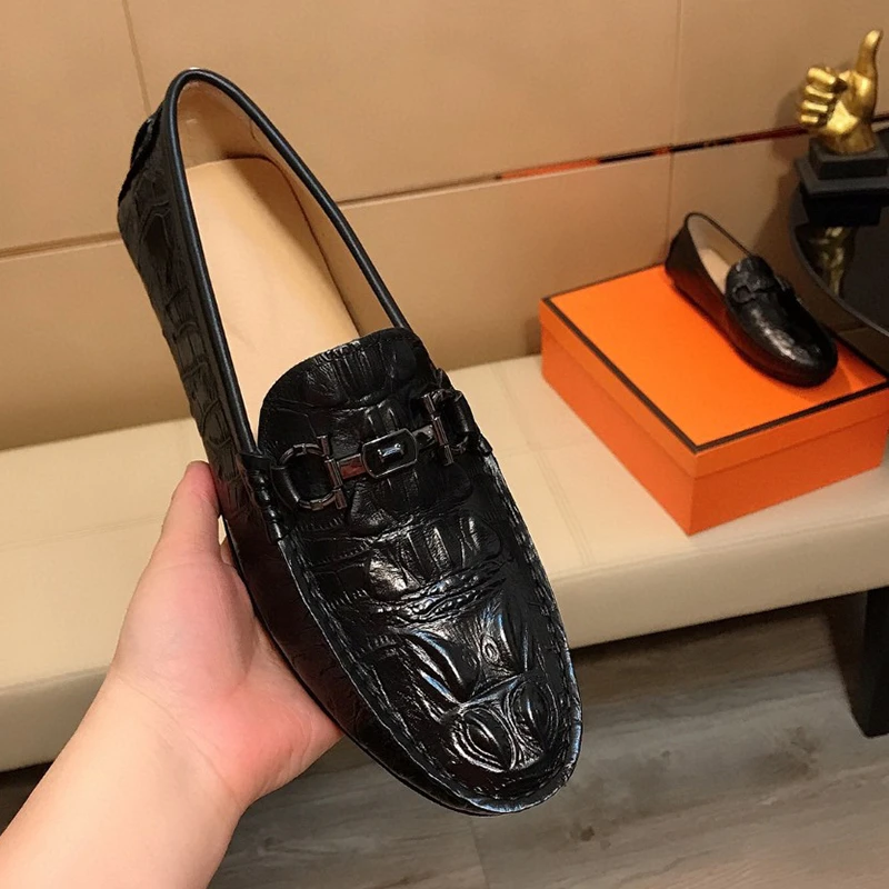 男鞋牛皮豆豆鞋时尚百搭夏季真皮透气软底潮流驾车鞋男士休闲皮鞋